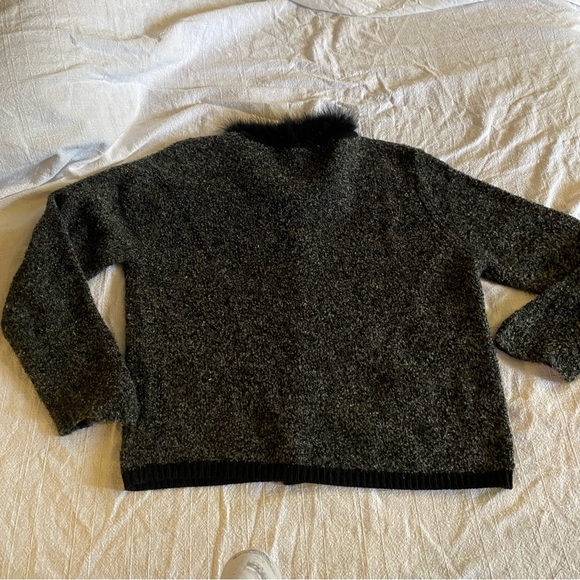 Witchy Core Wool Blend Button Cardigan Faux Fur Neckline VTG Size M - Picture 15 of 16